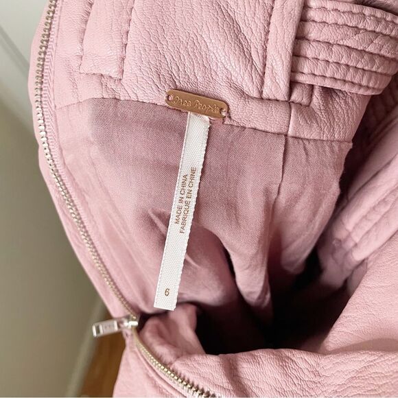 Free people belted leather mini skirt light pink 6 - Picture 4 of 10
